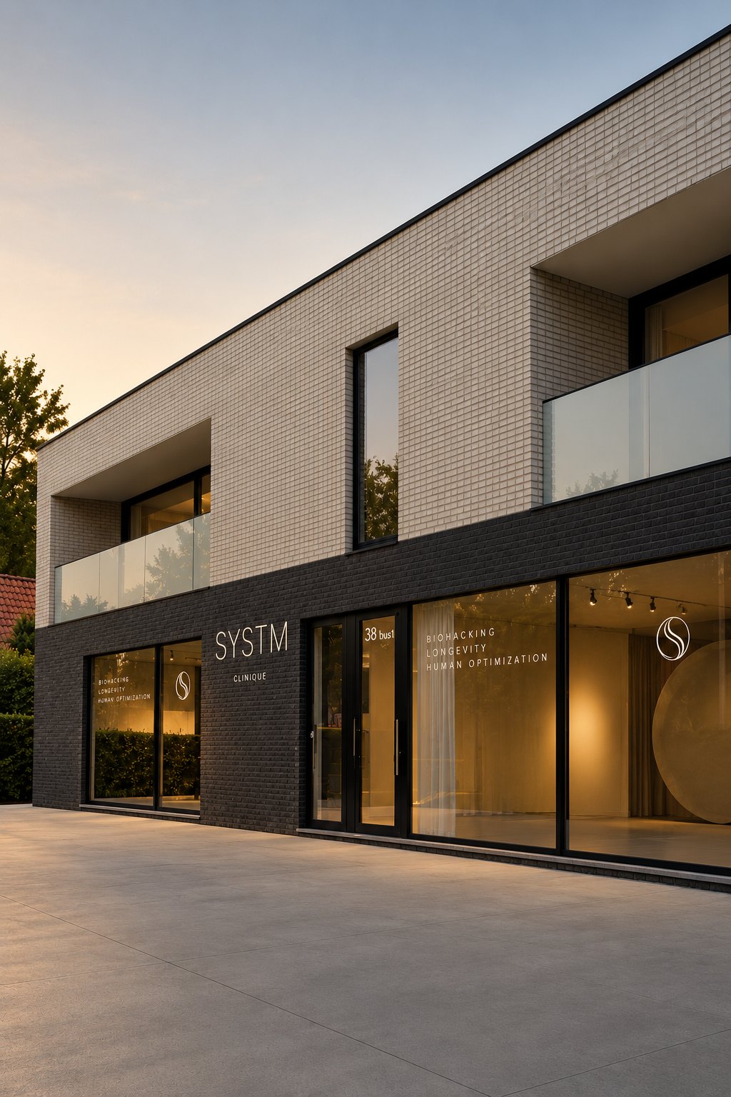 THE SYSTM facade at dusk
